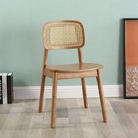 Chaises de salle à manger en gros, chaise en bois massif et rotin avec dossier, siège en cuir, pour hôtel, restaurant, appartement
