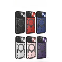 Étui de téléphone magnétique tendance avec support pour iPhone 16 Series, protection antichoc de l'objectif, vente en gros