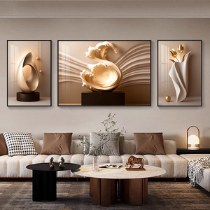 Decorazione Murale per Casa, Triptico di Design Elegante e Astratto, Quadro in Porcellana Cristallina per Soggiorno, Hotel, Ufficio, Caffetteria - Product Image 6