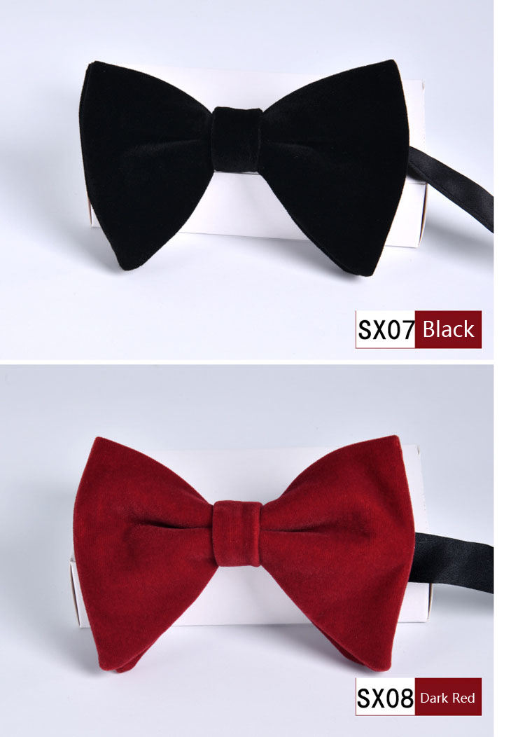 个性时尚专业素色蓝色男士领结新款式天鹅绒领结