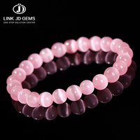 JD GEMS pierre de guérison cordon extensible élastique coloré yeux de chat pierre extensible corde bijoux rose yeux de chat pierre bracelet