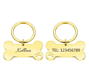 Cá Nhân Cổ Áo Pet ID Tag Khắc Cho Mèo Con Chó Con Chó Con Thẻ Mặt Dây Chuyền Vòng Chìa Khóa Xương Pet Phụ Kiện