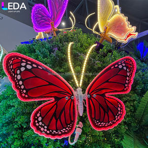LEDA 80cm montado en la pared impermeable 60W mariposa roja dinámica luz decorativa para decoración de fiesta - Product Image 3