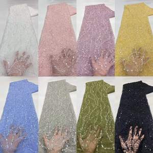 Tessuto in Tulle Ricamato con Paillettes e Pizzo, Disponibile in Vari Colori, Tessuto Premium <span class=keywords><strong>per</strong></span> Abiti da Sera Femminili - Product Image 6