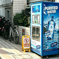 Distributeur d'eau purifiée extérieur 24h/24 avec paiement par pièces, QR code, solaire et antivol pour collectivités (eau froide et osmose inverse)