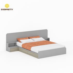 Cama Doble de Madera Moderna para Hotel, <span class=keywords><strong>Hostal</strong></span> o Apartamento, Tamaño Queen, con Cajones y Mesita de Noche, para Japón, Europa y Medio <span class=keywords><strong>Oriente</strong></span> - Product Image 1