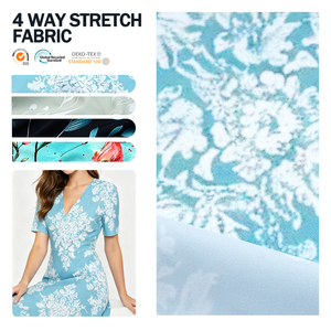 Custom Printed Matte Woven Stretch Terylene Spandex Draping 4 Way Stretch <b>Fabric</b> for Dress - Product Image 1