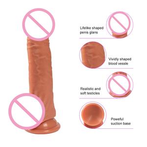 XISE20cmデュアルレイヤーシリコンディルドスーパーリアリストホットドンゴムペニスエロ大人のおもちゃビッグコックセックスツール販売 - Product Image 3