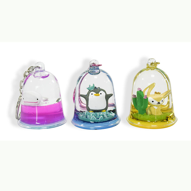 Floaty Mini Sparkle Bubble Floating Liquid Motion Novelty Pendant Carabiner Key Chain Acrylic Plastic Waterproof Portable