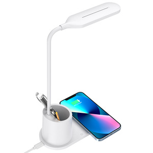 Lampe de bureau LED multifonctionnelle HiTao avec porte-stylo et chargeur sans fil rapide 15W - Lampe de table réglable pour le bureau et la maison - Product Image 3