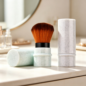 Ensemble de pinceaux de maquillage professionnels, outils cosmétiques, pinceau à poudre libre rétractable, portable, pour les voyages, blush, fond de teint, avec couvercle - Product Image 4