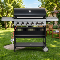 Barbecue portable à 6 brûleurs GPL, pliable, réglable, pour extérieur, sur table ou sur chariot, montage facile, en acier laminé à froid avec revêtement poudré, design moderne