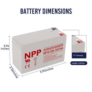 Batería Recargable AGM SLA NPP de 12V 7Ah con Terminales F1 para Sistema de <span class=keywords><strong>Alarma</strong></span> de Seguridad <span class=keywords><strong>ADT</strong></span>, UPS, Verizon Fios Box, etc. - Product Image 5
