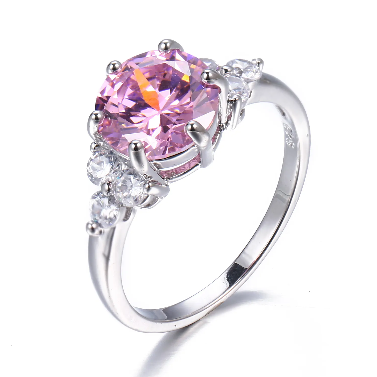 Emmaya Designer Leuke Roze Steen Bruids Zilveren Ring Voor Vrouwen Meisjes Engagement Verjaardagscadeau Fijne Sieraden Diamanten Ring