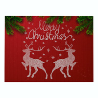 Joyeux Noël Rectangulaire Salle À Manger Table Tapis Rouge Série Coton Lin Dessin Animé Maison Fête Décoration