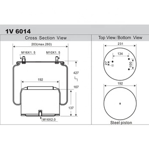 1V 6014 Luftfeder für DAF LKW-Achse 03920222 / W01-M58-8683 / 887MK1/60211 / V1DF18-2 /134782 Gummi-Luftfederung - Product Image 6