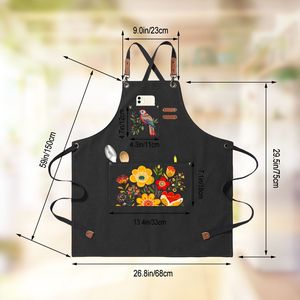 Tablier à dos croisé en toile à impression personnalisée unisexe avec poches Smock d'art lavable pour chef de cuisine adultes - Product Image 5