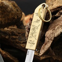 Yaratıcı yeni pirinç kolu anahtarlık acil çakı M390 bıçak EDC Mini katlanır bıçak taşınabilir kendini savunma bıçak araçları