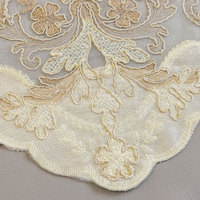 Tela de Cortina Opaca Bordada 100% Poliéster, Estilo Europeo, Color Beige y Azul, Venta al Por Mayor