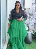 Robe longue élégante pour femmes grandes tailles avec design color block africain, robe musulmane pour femmes, robes de style africain