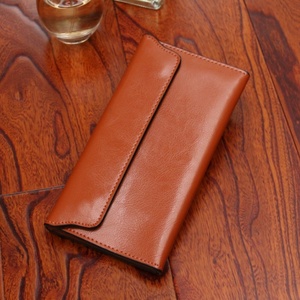 High Quality Genuine Leather Vintage <b>RFID</b> Open Closure Short Card Holder Men's <b>Wallet</b> with Polyester Lining - Product Image 6