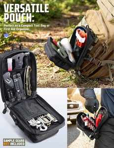 ชุดอุปกรณ์เสริม Molle 2 ชิ้น กระเป๋า EDC ขนาดเล็ก กระเป๋าใส่เครื่องมืออเนกประสงค์ ที่ใส่โทรศัพท์ IFAK เข็มขัดสำหรับใช้งาน กระเป๋าเป้สะพายหลัง เสื้อกั๊ก กันน้ำ - Product Image 4