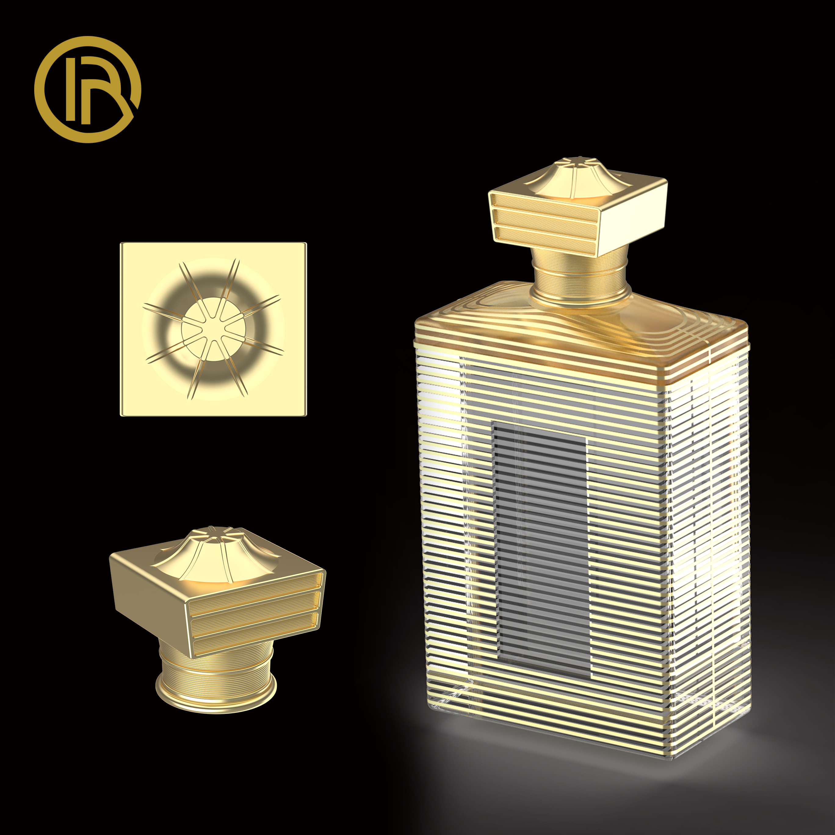 OEM&ODM Custom Color Heavy Square Zamac Perfume Cap Lids & Bottle Closures