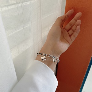 Bracelet Mickey Mouse en argent sterling S925, design cartoon, bracelet fin pour femme, à porter tous les jours - Product Image 5