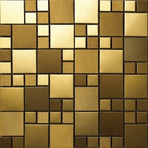 Hiện đại 3D hỗn hợp đá cẩm thạch Gạch <span class=keywords><strong>Mosaic</strong></span> đánh bóng kim loại không gỉ với sàn gỗ mô hình cho khách sạn phòng tường trang trí nội thất - Product Image 5