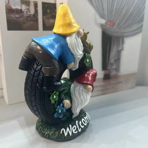 Figura de Gnomo de Jardín de Resina con Letrero de Bienvenida, Decoración para Exteriores - Product Image 4