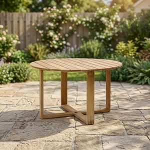 Table à manger ronde en bois massif, écologique, imperméable, durable, 6 places, design scandinave moderne, pieds stables, meubles pour la maison - Product Image 3
