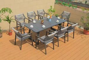 Nuovo arrivo corda in alluminio <span class=keywords><strong>cafe</strong></span> ristorante hotel giardino tavoli da pranzo con sedia set per esterni mobili da giardino - Product Image 3