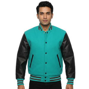Dernière conception, meilleure qualité, veste universitaire unisexe respirante grande taille avec broderie personnalisée sur le devant, col montant et patchwork - Product Image 1