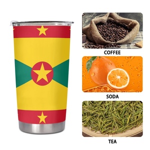 Gobelet isotherme réutilisable en acier inoxydable de 20 oz, anti-fuite, avec drapeau de la Grenade, design personnalisé, pour la maison, le bureau, le sport et comme souvenir - Product Image 4