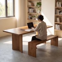 Table à manger en bois de style chinois classique, écologique, durable, design moderne pour villa, salon et cuisine/salle à manger