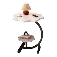 Table basse double niveau et petite table ronde de chambre à coucher, style nordique moderne, motif fleurs, pour salon