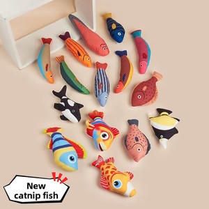 Jouets pour chats Zoyi Pet en forme de <span class=keywords><strong>poisson</strong></span> assortis avec herbe à chat, jouets en peluche à thème océan, jouets interactifs colorés pour chats - Product Image 5