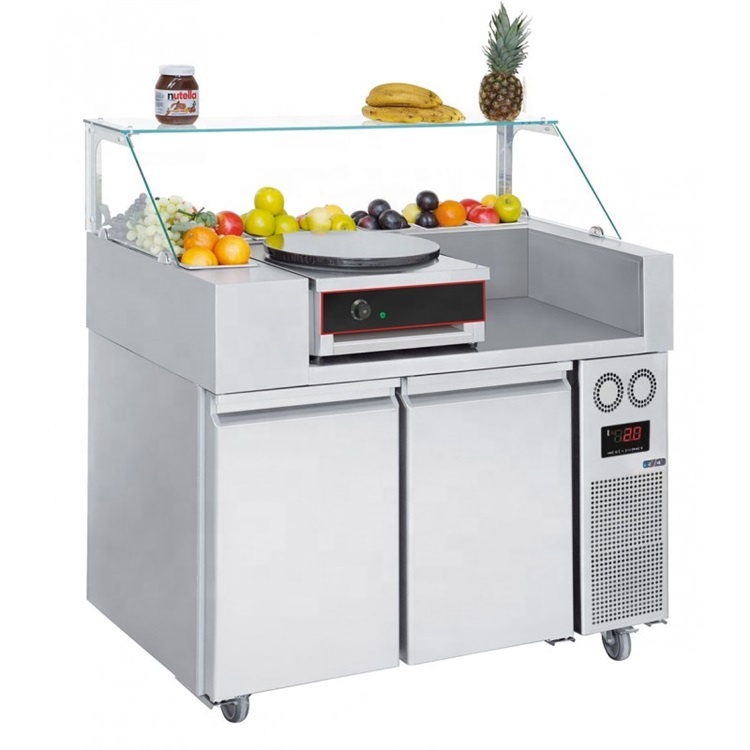 Коммерческая портативная машина для крепинга с рабочим столом для холодильника