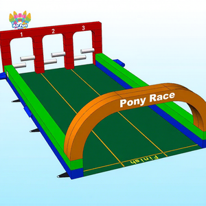 Piste <span class=keywords><strong>de</strong></span> course gonflable 3 voies pour saut d'obstacles équestres et saut <span class=keywords><strong>de</strong></span> poney - Matériau PVC imperméable et ignifuge pour usage commercial adultes et enfants - Product Image 1
