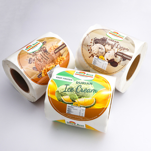 Étiquette personnalisée pour aliments surgelés, rouleau d'autocollants ronds en BOPP imperméable avec logo pour l'emballage des coupes de crème glacée - Product Image 5