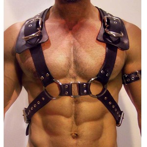 Lingerie masculine harnais en cuir hommes réglable fétiche Gay vêtements corps <span class=keywords><strong>sexuel</strong></span> poitrine harnais ceinture sangle Costumes pour le sexe - Product Image 4