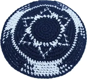 Phong Cách Mới Đã Sẵn Sàng Để Tàu Crochet Do Thái Hat Đan Kippah Kippot Với Thêu Logo