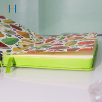 Carnet en PU à couverture rigide avec imprimé fruits et légumes, logo personnalisé, motif alimentaire coloré, pour l'écriture quotidienne