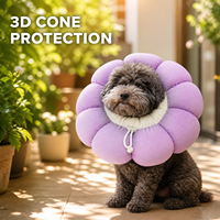 Collier de protection pour chaton E-Collar Sunflower, cône anti-léchage et anti-morsure ultra léger 44g avec cordon de serrage réglable pour chatons et petits chiens