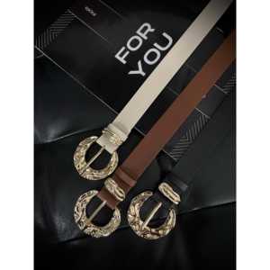 Ceinture en PU pour femme avec boucle dorée, boucle à ardillon décontractée en alliage, accessoire de mode - Product Image 1