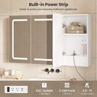 Armoire de salle de bain à 3 portes avec éclairage LED, miroir et étagères réglables – Offre Spéciale