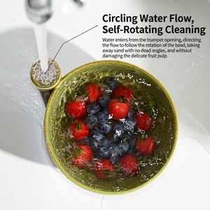 Tazón de Cerámica Innovador para Lavar Frutas con Diseño de Flujo de Agua Giratorio de 360°, Paquete Personalizado OEM - Product Image 3