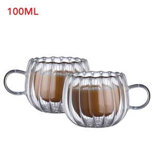 Elegante Doppelwandige Isolier-Kaffeetasse aus Glas mit Geriffeltem Rand und Thermischer Doppelschicht, Hitzebeständiger Dekotasse - Product Image 6