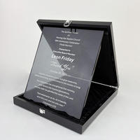 Boîte en bois noire pliable personnalisée en gros avec plaque de certificat noire transparente Plaques de récompense MH-MJ0472