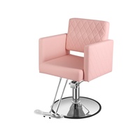 Fauteuil de Barbier Rose Glamour en Acier Inoxydable Durable - Chaise de Coiffure Hydraulique Réglable en Hauteur avec Design Matelassé Diamant pour Salon